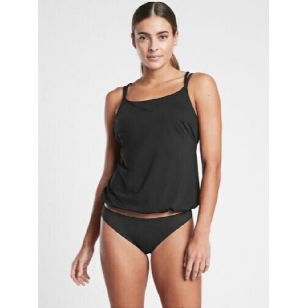 ATHLETA Seascape Blousy Tankini, Black, Size 32D/DD, 38B/C & 34B/C Black color